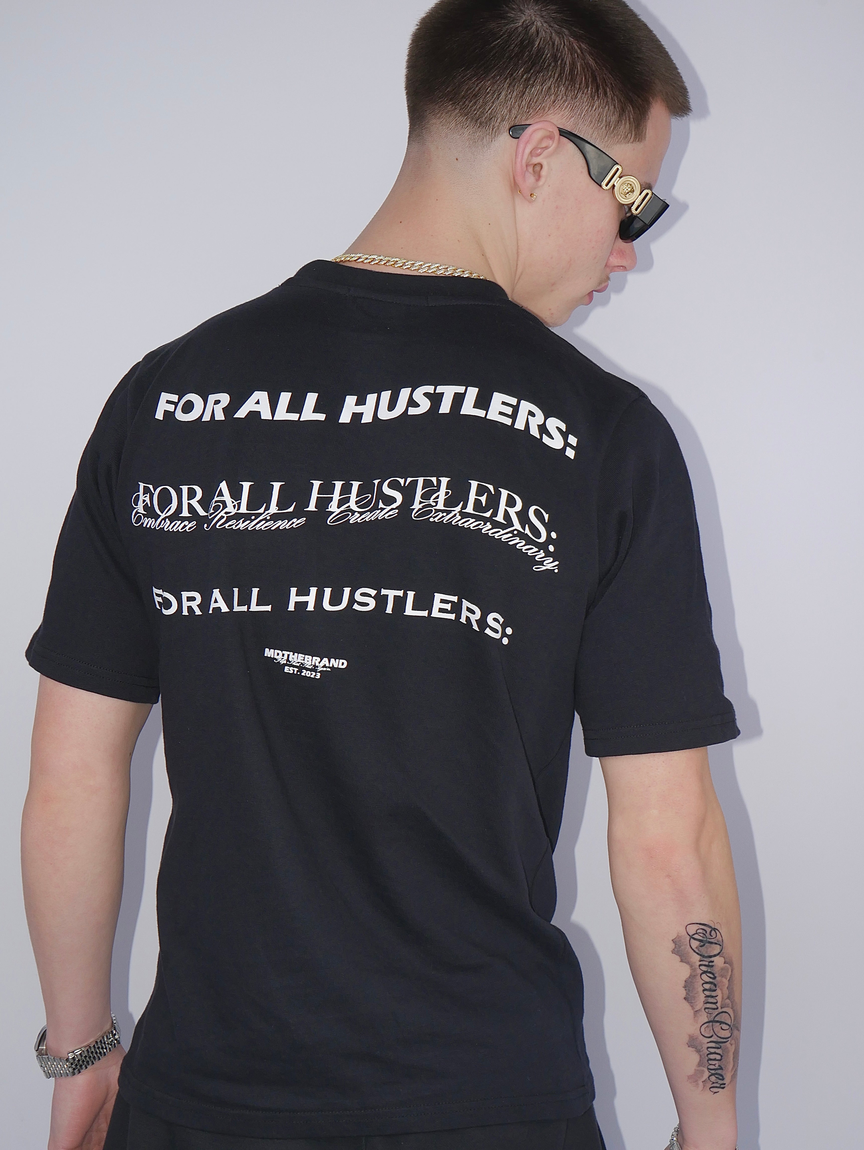 For All Hustlers T Shirt - BLACK
