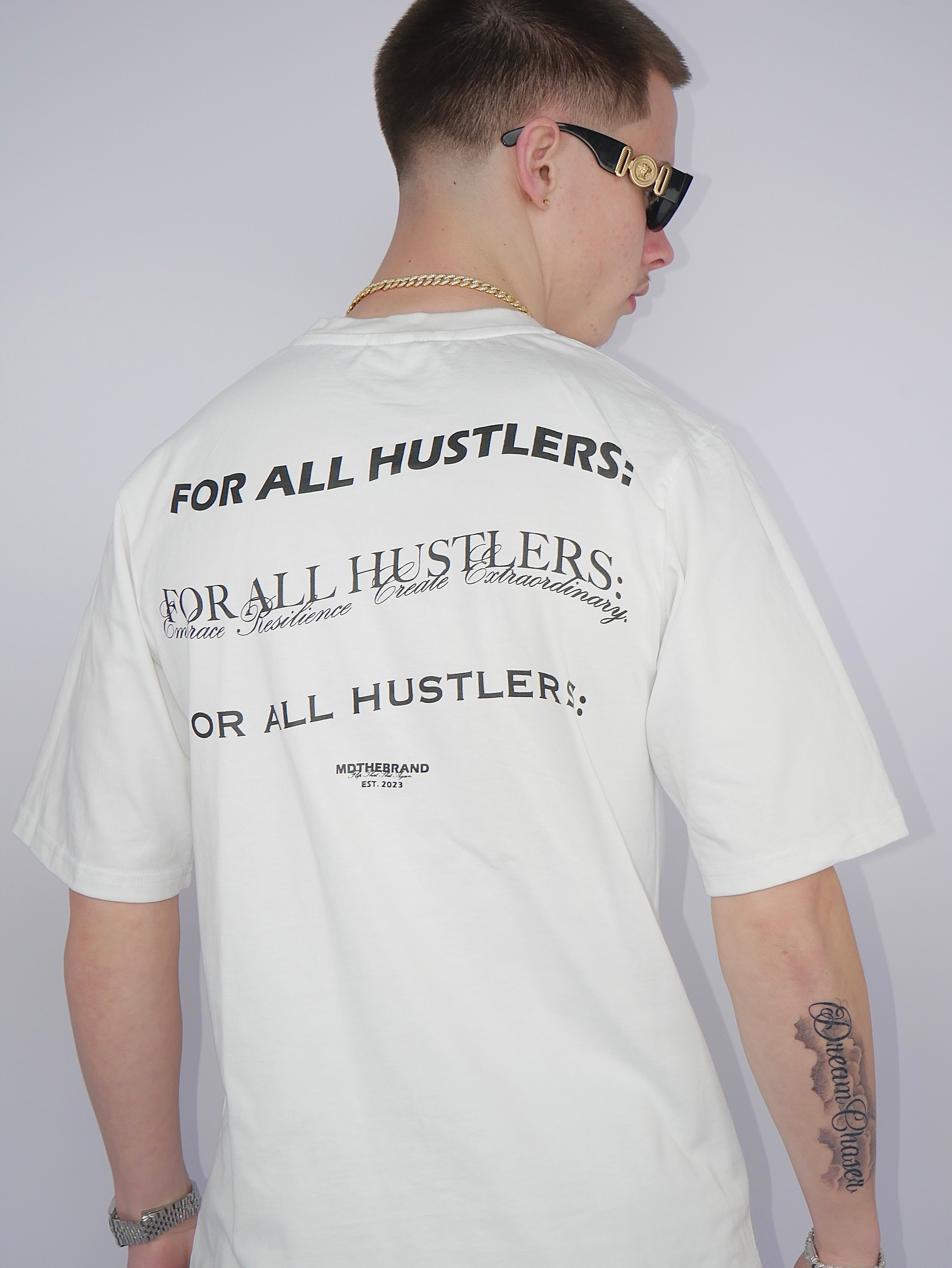 For All Hustlers T Shirt - WHITE